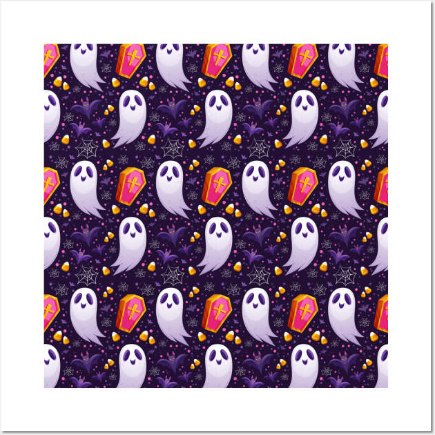 Ghosts Bats Candy Corn Fun Halloween Cute Spooky Design Wall Art by OfficialTeeDreams